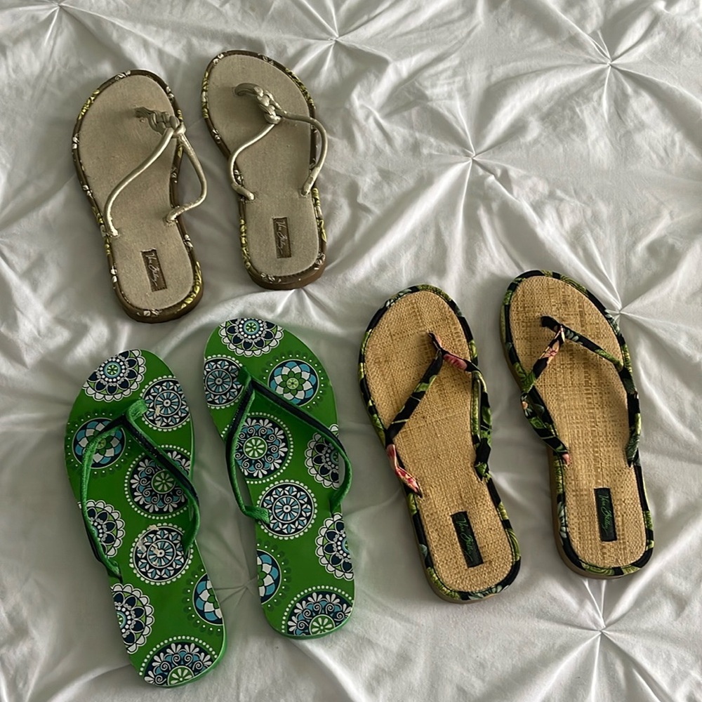 Vera Bradley Flip Flops 3 pair